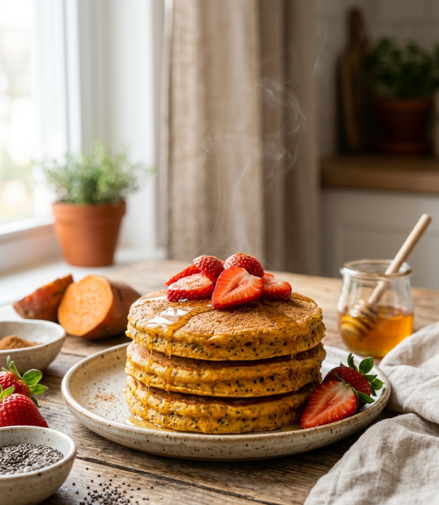 Como-Substituir-o-Pao-no-Cafe-da-Manha-Panqueca-de-Batata-Doce-com-Chia